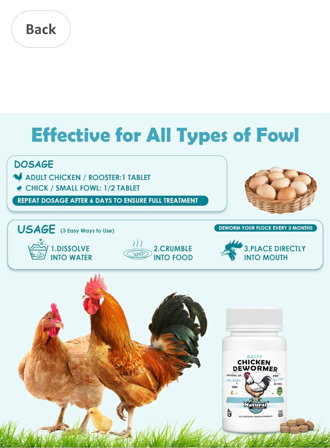 DESPARASITANTE  PARA GALLOS Y GALLINA O POLLOS DE CORRAL