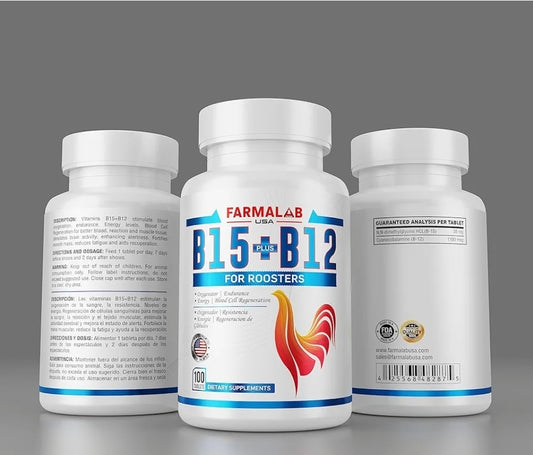VITAMINA B-12 + B15 Para Gallos,Gallinas Pollos Aves de Corral